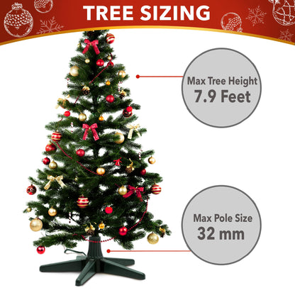 Stephan Roberts Rotating Christmas Tree Stand with 360° Rotation, 5 Legs, 3 Power Outlets, 3 Adjustable Size Attachments, 3-Setting Switch – Stable & Durable Holiday Tree Base (Green)