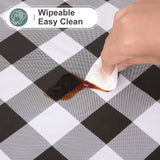 misaya Rectangle Waterproof Vinyl Table Cloth, Buffalo Flannel Backed Tablecloth, Wipeable Plastic Table Cover for Dinner, Kitchen, Outdoor (60" x 84", Black and White) misaya
