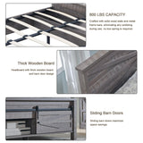 JXQTLINGMU Farmhouse King Size Bed Frame with 47" Tall Headboard, Wood King Bed Frame with Storage Cabinet, Solid Wood Slats Support, Noiseless, No Box Spring Needed (Grey) JXQTLINGMU