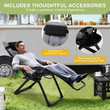 Garvee Lounge Chair Supports Indoor/Outdoor Adjustable Folding Recliner with 29 Inch Seat, Removable Cup Holder & Headrest Grey Garvee
