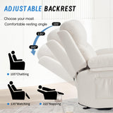 Sftaiyou Manual Rocker Recliner Chair for Adults with Vibration Massage,Glider Rocking Recliner Chairs for Living Room Bedroom Overstuffed Soft Reclining Sofa Chair with Pockets and Cup Holds (Beige) Sftaiyou