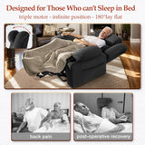 Neioml 3 Motor Large-Wide Lift Chair, Infinite Position, 180° Lay Flat, Power Lift Chairs Recliners for Elderly Big and Tall, Massage & Heat, Extended Footrest, Soft Plush Flannel (Gray) Neioml