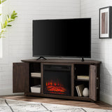 Crosley Furniture Camden Corner Fireplace TV Stand for 50+ inch TVs, Entertainment Center with Storage Shelves, Dark Walnut Crosley Furniture