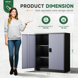 Letaya Metal Storage Cabinets with Lock Door,2 Adjustable Shelves Organizer Steel Storage Cabinets for Home,Office,Warehouse,Garage,Employee Lockers(Black Gray) Letaya