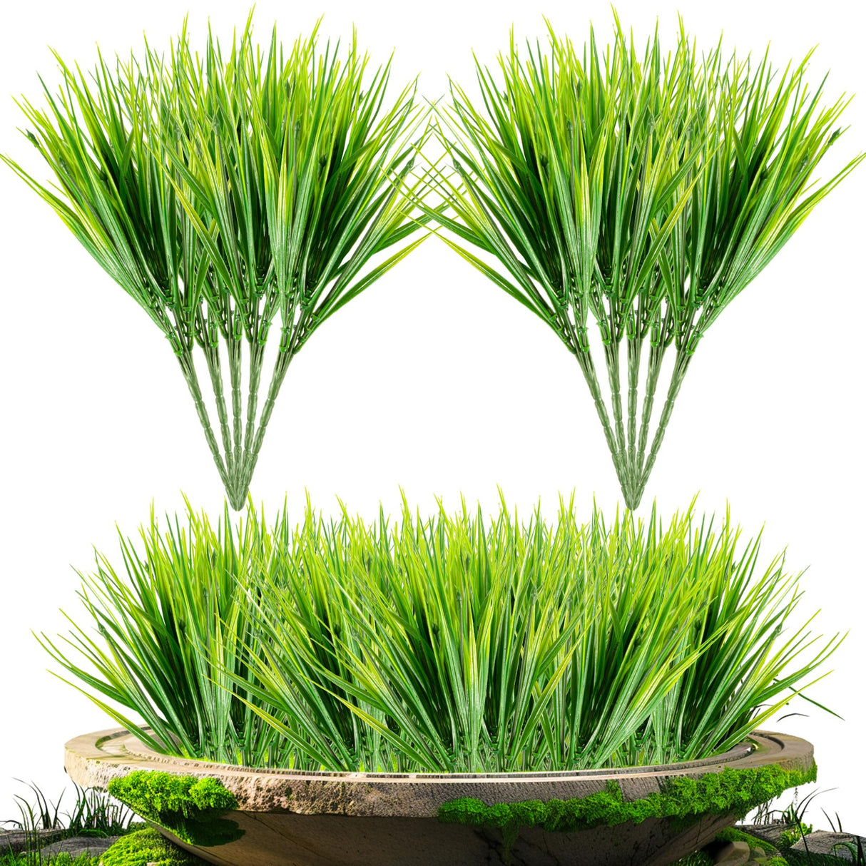 MAQIHAN 10 Artificial Grass Plant Outdoors - Faux Grass Fake Wheat Grass Decor Artificial UV Resistant Outdoor Plants Plastic Grass Outside Weed Plant Artificial Greenery for Porch Decorative MAQIHAN
