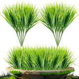 MAQIHAN 10 Artificial Grass Plant Outdoors - Faux Grass Fake Wheat Grass Decor Artificial UV Resistant Outdoor Plants Plastic Grass Outside Weed Plant Artificial Greenery for Porch Decorative MAQIHAN