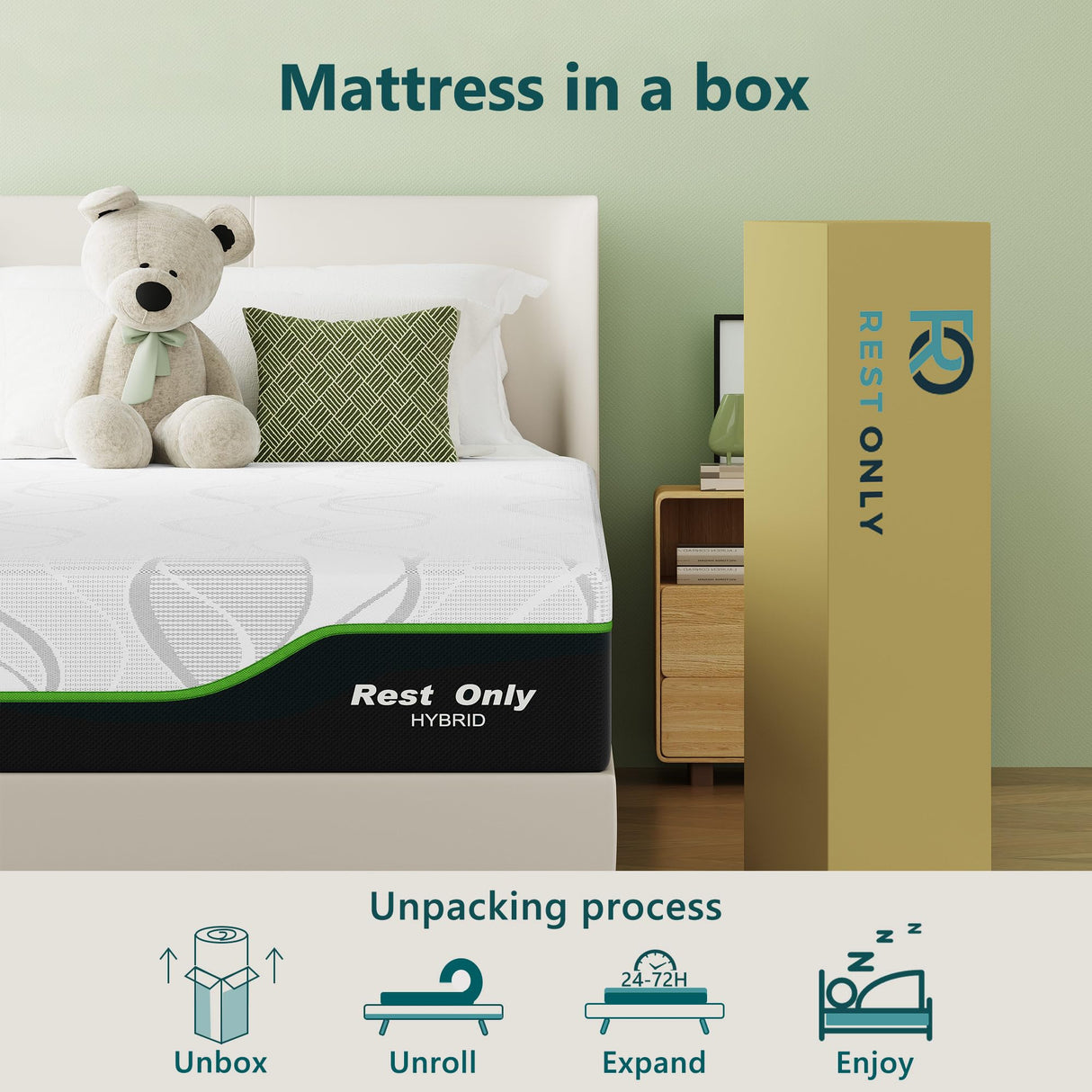 Rest Only Twin Mattress for Pressure Relief, 12 Inches Cooling Gel Memory Foam Hybrid Mattress, Twin Bed Mattress with Individual Pocket Spring for Motion Isolation, Medium Firm RO REST ONLY