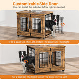 Lulive Dog Crate Furniture, Dog Kennel Indoor Double Doors Wooden Dog Cage, 33'' Heavy Duty Dog Crate with Cushion & Wheels, Decorative End Table Pet House Chew-Resistant for Medium/Small Dog, Brown Lulive