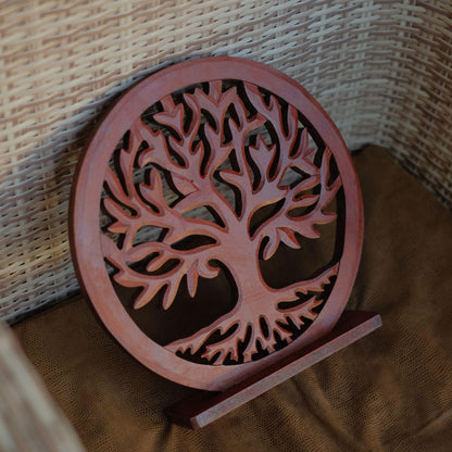 Tree Of Life Decor - Farmhouse Shelf Decor For Living Room | Wood Boho Table Decor Aesthetic | Wooden Modern Sculptures | Spiritual Decor Natural Zen For Fireplace Mantle, Tabletop, Shelves & Bedroom