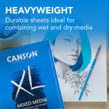 Canson XL Series Mixed Media Pad, Side Wire, 9x12 inches, 60 Sheets – Heavyweight Art Paper for Watercolor, Gouache, Marker, Painting, Drawing, Sketching Canson