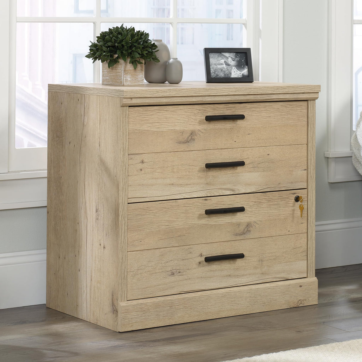 Sauder Aspen Post Lateral File, L: 31.26" x W: 19.45" x H: 29.72", Prime Oak Finish Sauder