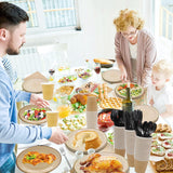 175Pcs Wood Grain Party Supplies Rustic Wood Slice Party Set 9"& 7"Wood Plates Napkins Cup Knives Forks Spoons for Camp Fire Camping Woodland Animal Lumberjack Baby Shower Birthday Party Decor Serve25 HSPAIDYP