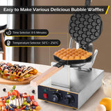 Dyna-Living Bubble Waffle Maker Commercial Egg Puff Waffle Iron Machine, 1400W Electric Stainless Steel Hong Kong Egg Waffle Maker, Egg Puff Waffle Iron for Home, 180° Rotating, Non-stick Coating Dyna-Living