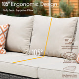 HOOOWOOO Patio Furniture Set,8 Piece Outdoor Furniture with Fire Pit Table,Wicker Patio Conversation Couch Chairs Ottoman Set,Beige HOOOWOOO