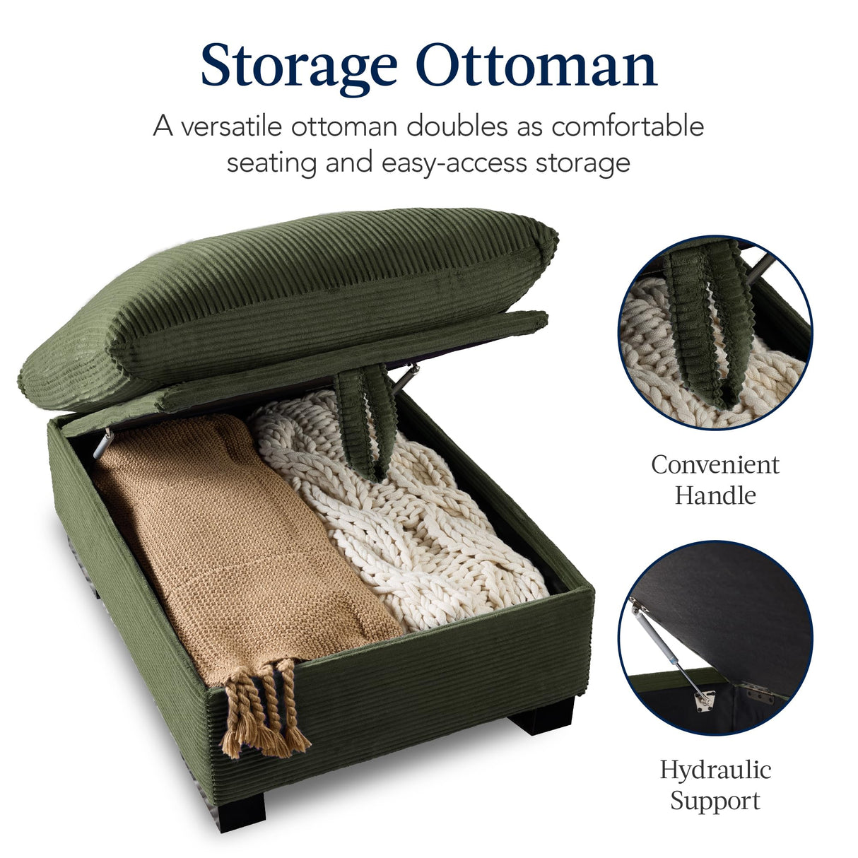 Best Choice Products Modern Loveseat Sofa for Living Room, Corduroy Recliner, Removable Cover, Spring Cushions, Solid Wood Frame, Easy Assembly for Small Spaces, 82in – Moss Green Best Choice Products