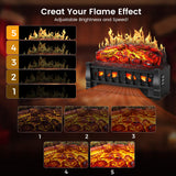 21 Inches Electric Fireplace Insert Log Heater Set, Freestanding Heater with Adjustable Flame Brightness and Flicker Speed, 750w/1500w Heating, Overheat Protection, Remote Control Electactic