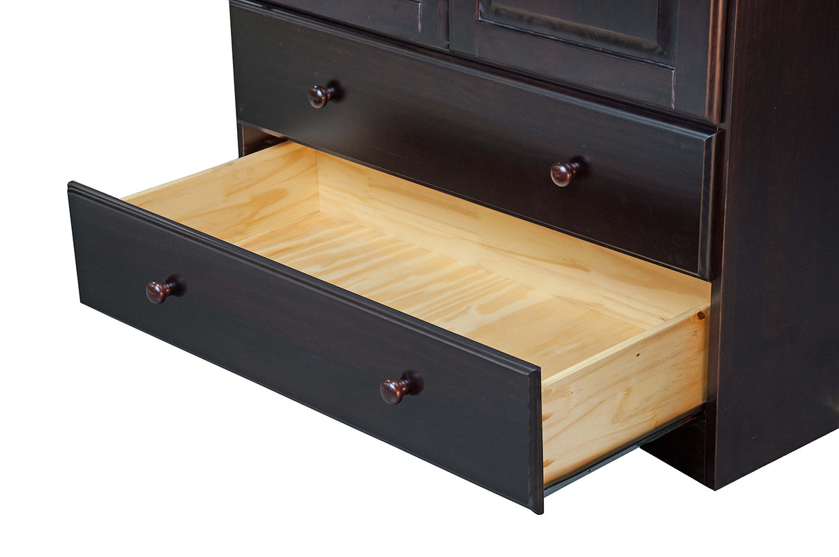 Palace Imports 100% Solid Wood Smart Wardrobe/Armoire/Closet, Java Color, 40" W x 72" H x 21" D, 1 Clothing Rods, 1 Lock, 2 Drawers Included Palace Imports