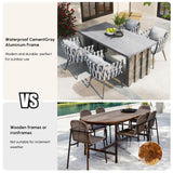 homary 7 Piece Outdoor Patio Dining Table Set, Aluminum Patio Dining Table Set with Extendable Table Top & 6 Woven Arm Chairs, Weatherproof Garden Furniture with Cushions for Backyard, Patio or Deck homary