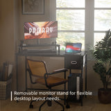 Pamray 39 Inch Computer Desk with Monitor Stand Small Home Office Desks with Non-Woven Storage Drawer for Bedroom Study Table Writing and Work Desk Pink Pamray