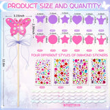 Juexica 20 Pcs Princess Fairy Wands Kit Include 6 Styles Unfinished Wooden Princess Accessories, 4 Pcs Gem Stickers, 4 Rolls Ribbons Make Your Own Fairy Wands for Kids Birthday Party (Pink, Purple) Juexica