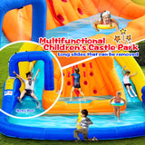 WELLFUNTIME Inflatable Water Slide, Bounce House with Water Bucket, Deep Pool, Climbing Wall with Rope, Bouncy Castle with Air Blower WELLFUNTIME