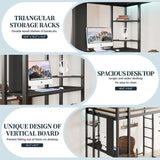 SUNLEI Metal Loft Bed Frame with Desk, Full Size Loft Bed with 2 Built-in Ladders & Safety Guard, Noise Free for Small Bedroom, Classic Black SUNLEI