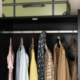 Homsee 47.2”W Rustic Wardrobe Armoire Closet with 5 Rattan Doors, Closet Cabinet with Hanging Rod, Drawers & Shelves, Cloth Organizer for Bedroom, Black and Brown Homsee