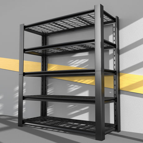 NEXVRTAU 5-Tier Heavy Duty Garage Shelving Unit with Wire Shelves,3000 LBS Capacity Metal Storage Rack 76"H x 60"W x 24"D,Adjustable Boltless Steel Shelves for Garage,Basement,Pantry,Warehouse.1 Pack Nexvrtau