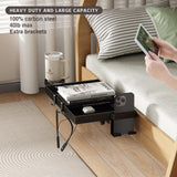 Magheo Bedside Shelf Metal,Bunk Bed Table Shelf for Top Bunk Heavy Duty Clip On Bed Side Table Tray for College Dorm Room,Loft Nightstand Organizer Tray with Removable Cup Holder & Phone Holder(Black) Magheo