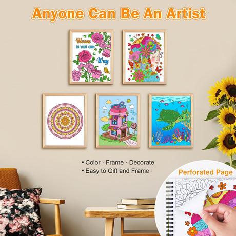 Adult Coloring Book Set for Women: Coloring Books for Adults Relaxation with 36 Colors Mrakers, Spiral Stress Relief Coloring Book with 30 Pattern Included Inspirational Flower Mandala, Gift for Women Asten