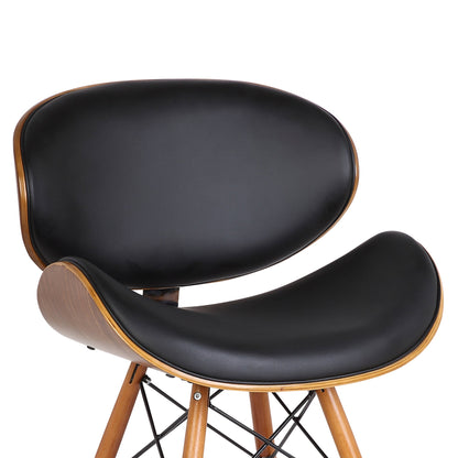 Armen Living Cassie Dining Chair in Black Faux Leather and Walnut Wood Finish 20D x 21W x 31H in - WoodArtSupply