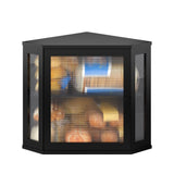 BMOSU Corner Bread Box for Kitchen Countertop Double Layer Bamboo Wooden Bread box Large Capacity Bread Storage Bin(Black, Medium) BMOSU