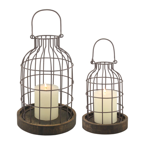 Stonebriar SB-5393C 2PC Wire METAL CLOCHE SET, Set of 2, Brown Stonebriar