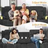 Dresegmt Loveseat Recliner Sofa, Flip Middle Backrest Design 3 Seat Reclining Sofa with Storage Drawer, USB Ports & Cup Holders, Manual Couch for Living Room/Home Theater/RV (Gray) Dresegmt
