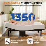 koorlian Adjustable Bed Frame Split King with 5 Height Options, High Thrust Quiet Motors, A&C USB Ports, Independent Head & Foot Incline, 10 Minutes Tool-Free Easy Assembly, Wireless Remote Control koorlian