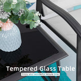 Vongrasig 3 Piece Outdoor Rocking Bistro Set, Textilene Fabric Small Patio Furniture Set, Front Porch Rocker Chairs Conversation Set with Glass Table for Lawn, Garden, Balcony, Poolside (Light Gray) Vongrasig