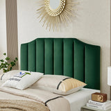 Befurtori Velvet Upholstered Queen/Full Headboard, Tufted Headboard for Queen/Full Bed, Modern Vertical Channel Design with Curved Tufted Solid Wood Befurtori