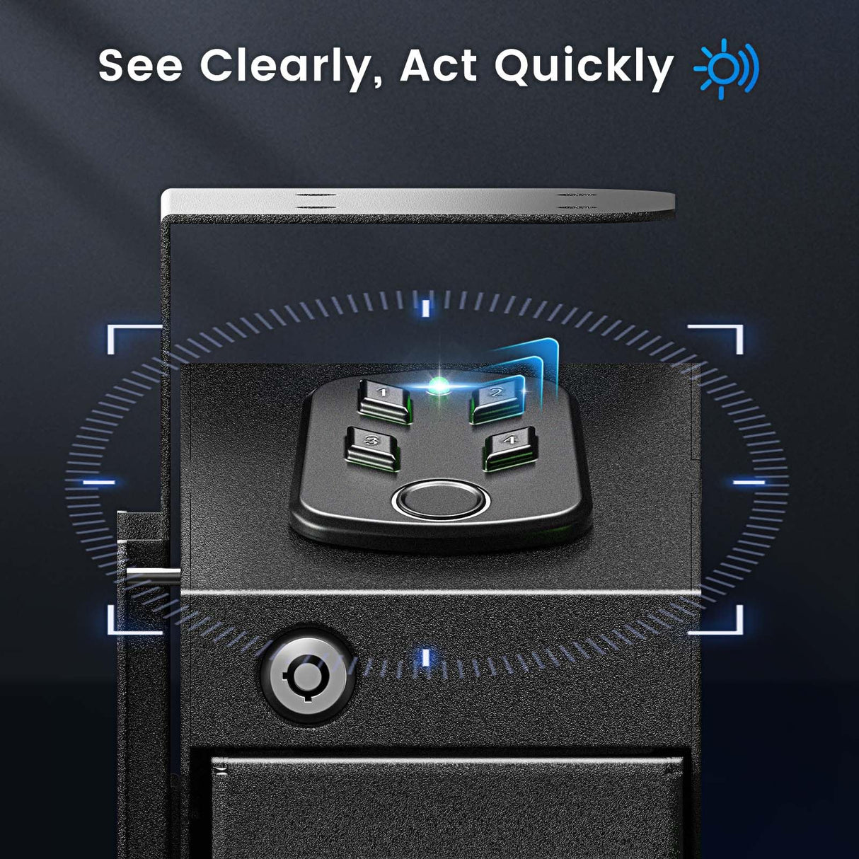 Gun Safe, Biometric Pistol Safe Fingerprint Quick Access Drop Down Single Mount Gun Safe with Keypad Lock and Key Lock, for Nightstand Wall Mount Bedside Desk Vehicle Bed ADIMO