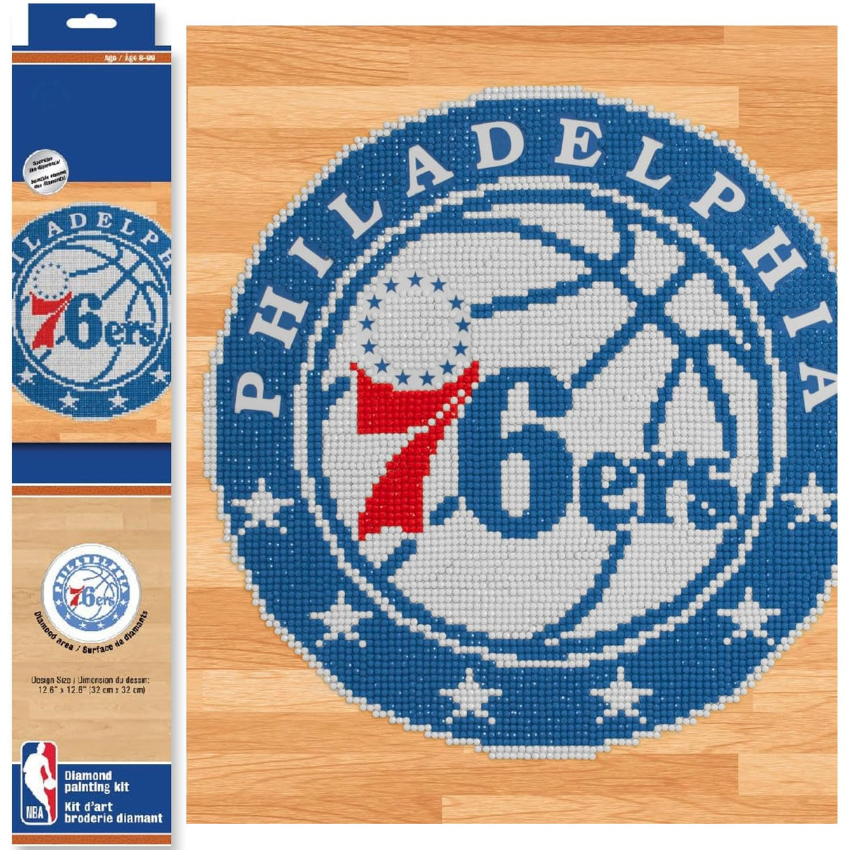 DIAMOND DOTZ NBA Philadelphia 76ersx Basketball Diamond Painting Kits for Adults - Diamond Art Kits a Relaxing Creative Craft Kit with Dotz Gems 12.6"x12.6" DIAMOND DOTZ