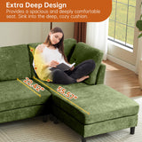 Portaforta 100" Oversized Sectional Couches for Living Room, Modular Sectional Sofa Couch, Modern Linen L Shaped Couch, 4 Seater Convertible Sofa for Living Room Apartment Office, Green Portaforta