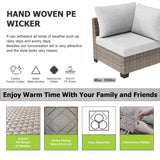 SUNPEAK Patio Furniture Set Q01 Series Sofa 7 Pieces Outdoor Furniture Set Sectional Couch with Fire Pit Table Balcony Furniture Patio Table and Chairs Set with Propane Fire Pit SUNPEAK