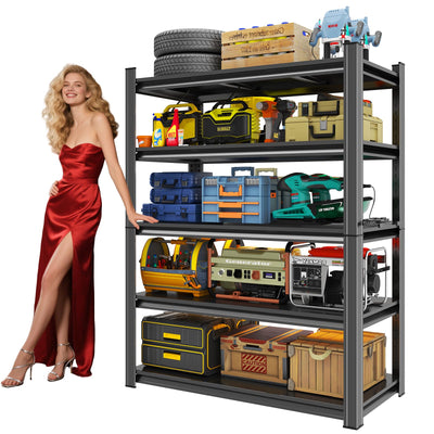 Bezuny 2500LBS Heavy Duty Garage Shelving Units, Storage Shelves, Metal Garage Shelves, Large Storage Rack, Steel Shelf, Industrial Shelving for Shop, Warehouse, Basement, Home Office, Black