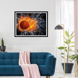 SKRYUIE 5D Flame Basketball Diamond Painting Kits - DIY Diamond Art Kits for Adults Fire, Full Round Drill - Crystal Cross Stitch - Adults Craft for Wall & Office Decor - 12x16inch（30x40cm） SKRYUIE