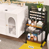 Jakyitvi 6-Tier Rolling Bathroom Storage Cart with Mesh Drawer, Metal Utility Cart with Lockable Wheels for Towels, Toiletries, and Cleaning Supplies, Organization Cart for Bathroom, Kitchen, Laundry Jakyitvi