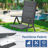 9-Piece Outdoor Dining Set - 8 Padded Aluminium Folding Chairs & Adjustable Rustproof Steel Table, Low-Maintenance Garden Furniture for Backyard, Balcony, Poolside, Includes 1.57"-1.97" Umbrella Hole BUPPLEE