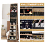 LVSOMT 360° Swivel Jewelry Cabinet with Full Length Mirror, 63" Large Jewelry Armoire Organizer, Lockable Mirror with Jewelry Storage, Floor Standing Mirror, Rear Storage Shelves LVSOMT