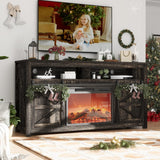 TIMWNER Fireplace TV Stand for TVs Up to 70", Entertainment Center with Fireplace Includes 12 Color Light Options, Black TV Stands for Living Room, Bedroom, 58 inch TV Stand TIMWNER
