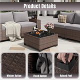 Aoxun 13 Pieces Patio Furniture Set with 44” Fire Pit Table Wicker Rattan Outdoor Sectional Conversation Set with Coffee Table and 4” Thickened Cushions, Gray(Waterproof Cover Included) Aoxun