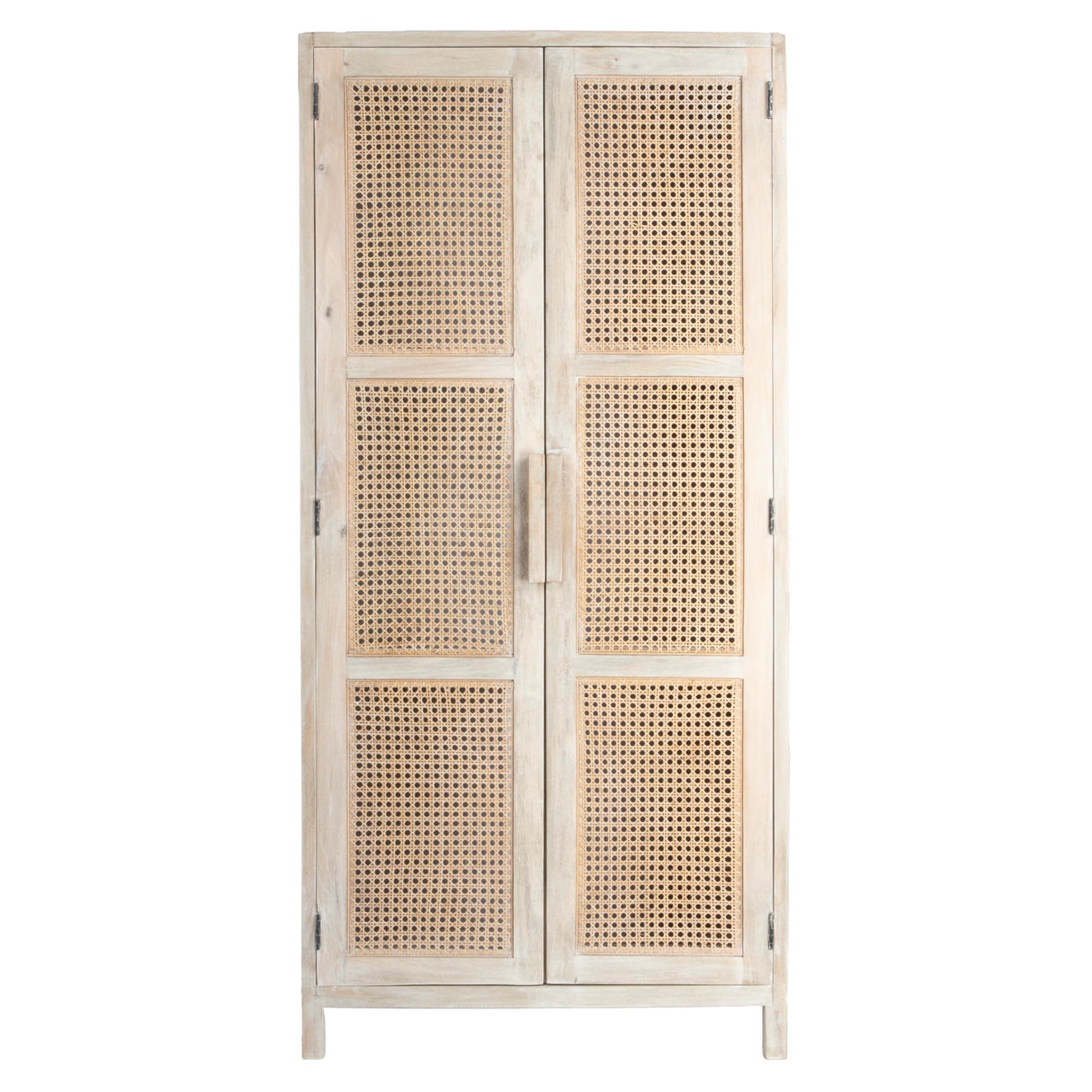 Creative Co-Op Mango Wood and Cane Curio Cabinet with 3 Shelves and 2 Doors, Natural Creative Co-Op