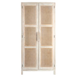Creative Co-Op Mango Wood and Cane Curio Cabinet with 3 Shelves and 2 Doors, Natural Creative Co-Op